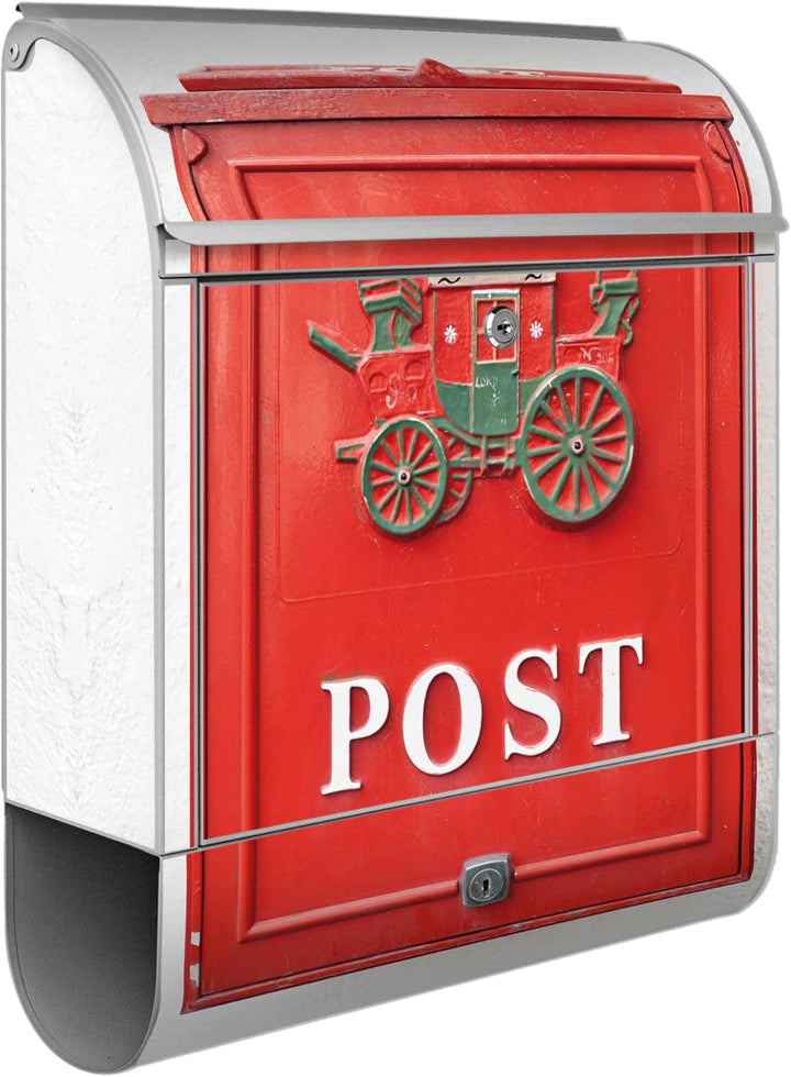 banjado® Design Briefkasten mit Motiv Postkasten Nostalgie 39x47x14cm &amp; 2 Schlüssel - Briefkasten St
