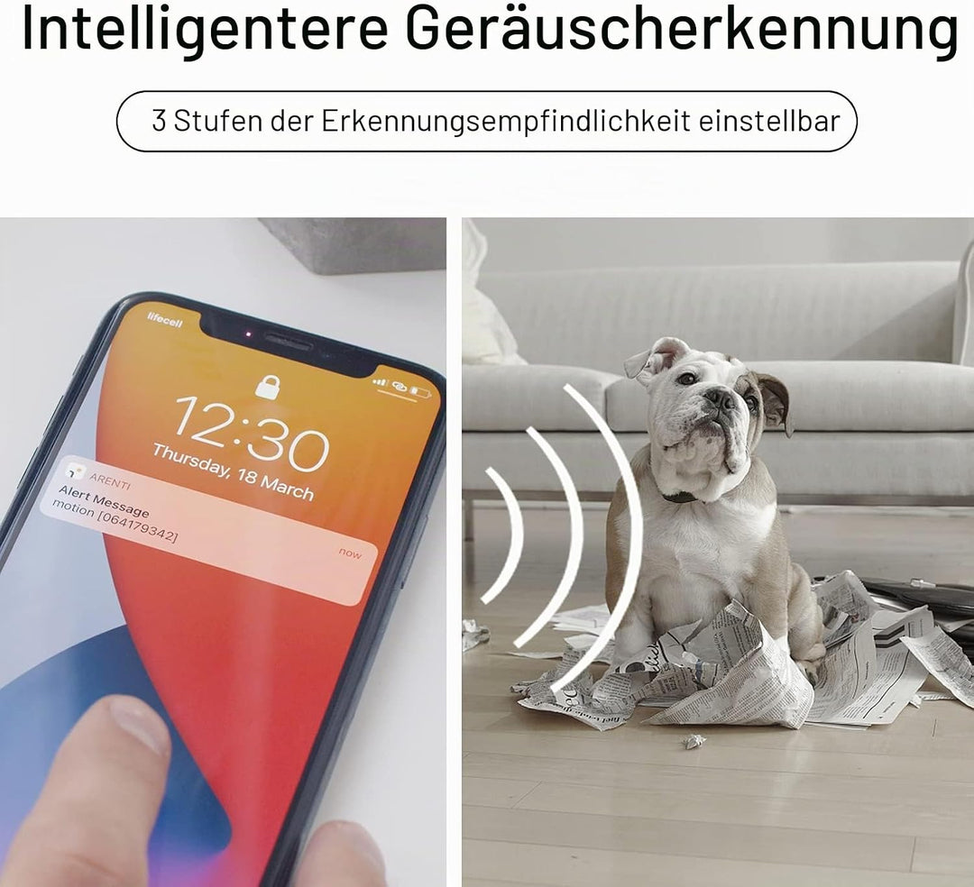 LAXIHUB Hundekamera mit App 2K/3MP HD Kamera Überwachung Innen 2,4 GHz, Hundekamera Nachtsicht Innen