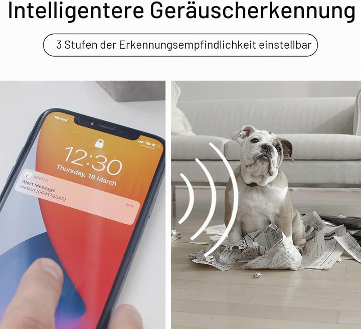 LAXIHUB Hundekamera mit App 2K/3MP HD Kamera Überwachung Innen 2,4 GHz, Hundekamera Nachtsicht Innen