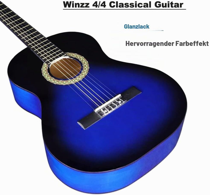 Winzz Konzertgitarre 4/4 Anfänger Set - 39 Zoll Klassische Gitarre Kit mit Nylonsaiten für Erwachsen