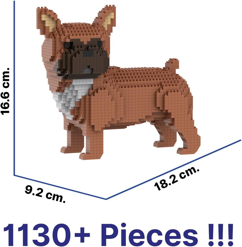 Figur zum Bauen mit Miniaturbausteinen. Französische Bulldogge, Französische Bulldogge