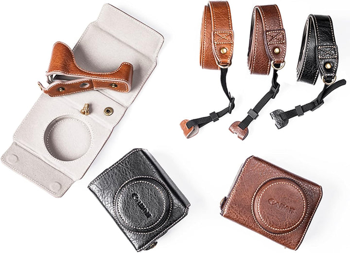 kinokoo G7X /G7X Mark II /G7X Mark III Tasche, PU Leder Kamera Schutzhülle Kompatibel für Canon G7X