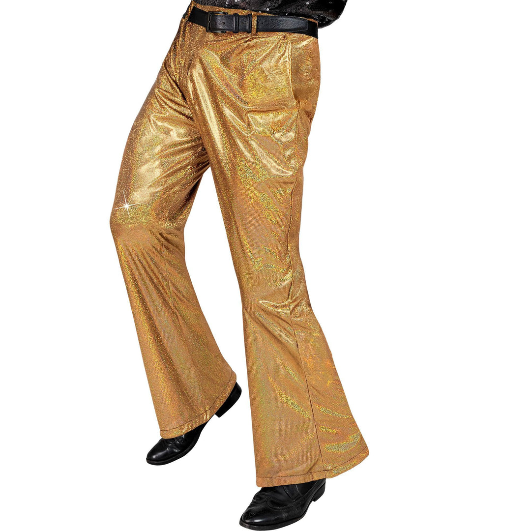 Widmann - 70er Jahre holografische Hose, Disco Fever, Fasching, Karneval, Mottoparty Gold M-L, Gold