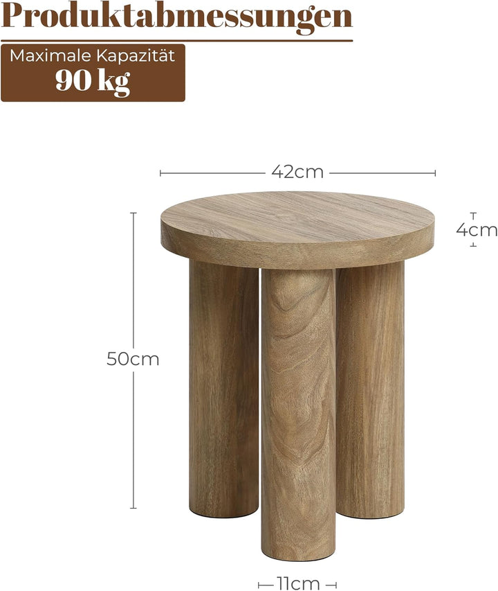 Hpmetopia Beistelltisch Holz, Kleiner Runder Tisch für Wohnzimmer, Nachttisch für kleine Räume, Mode