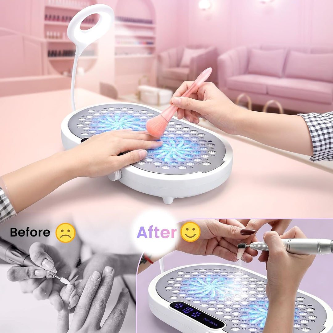 Staubabsaugung Für Nägel,Mit Led-Leuchten,Mit Filter Wiederverwendbar,10 Saugstufen,2*Leiser Turbomo