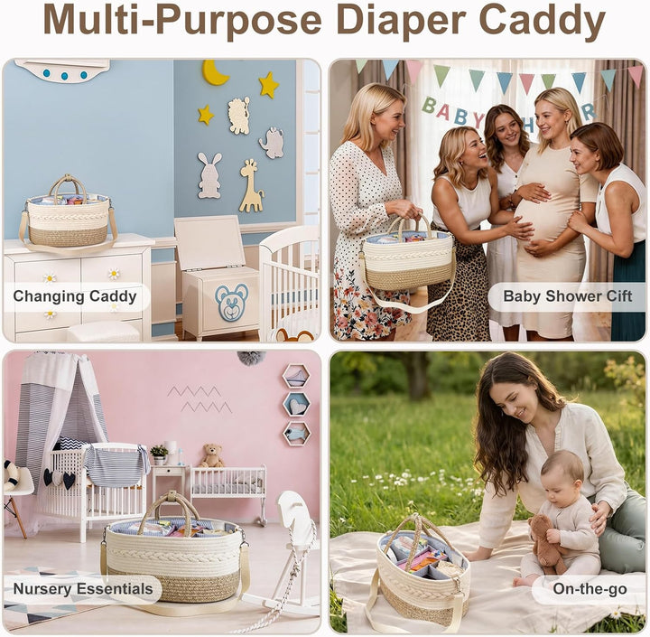 YeaYee Baby Windel Caddy Organizer，Multifunktionale Aufbewahrungsbox für Windeln， mit wechselbaren F