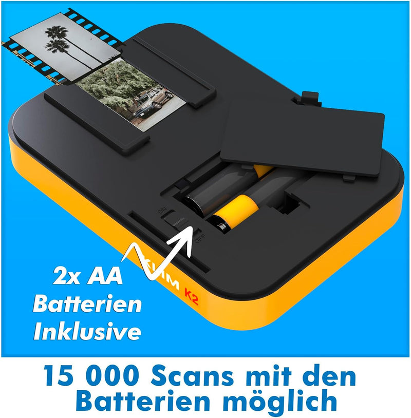 KLIM K2 Mobile Film Scanner 35mm + NEU 2024 + Positiv- & Negativ- Dia Scanner + Fotoscanner zum digi