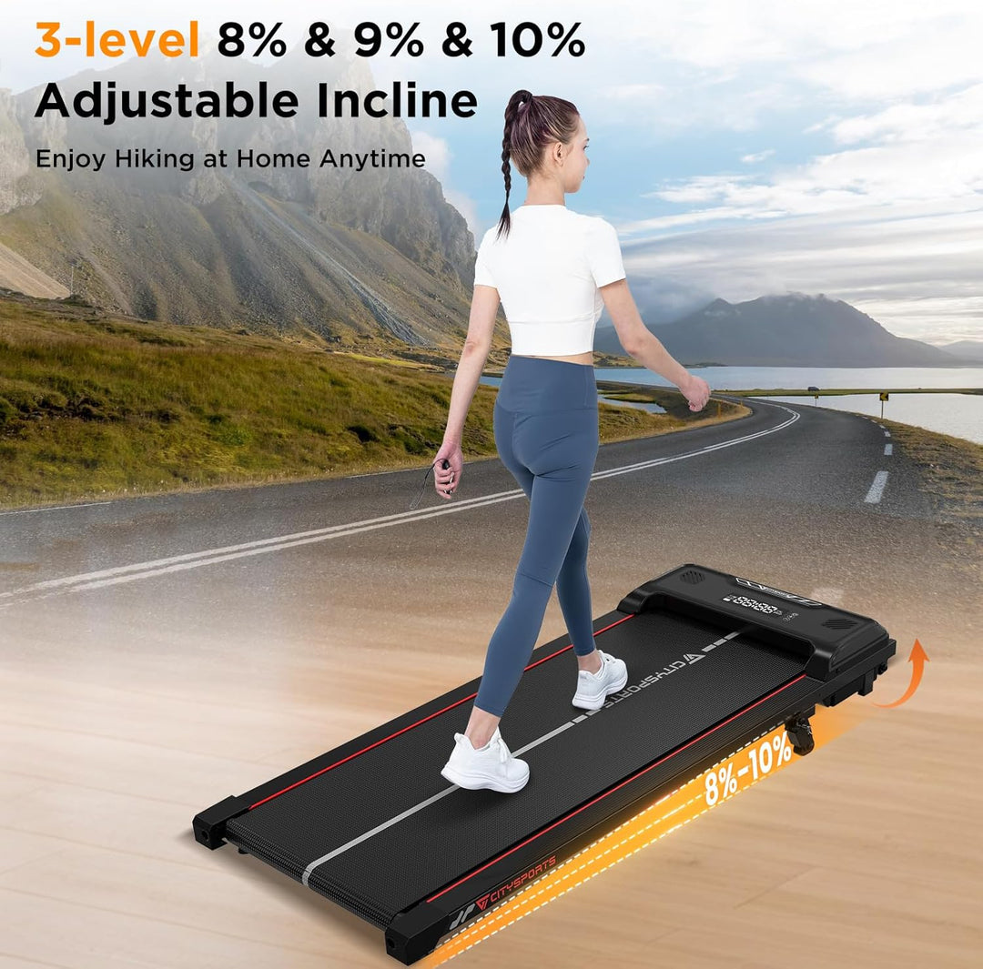 CITYSPORTS Laufband mit Steigung 10%, Elektrisches Walking Pad für Zuhause &amp; Büro, 1–6 km/h, 440 W l