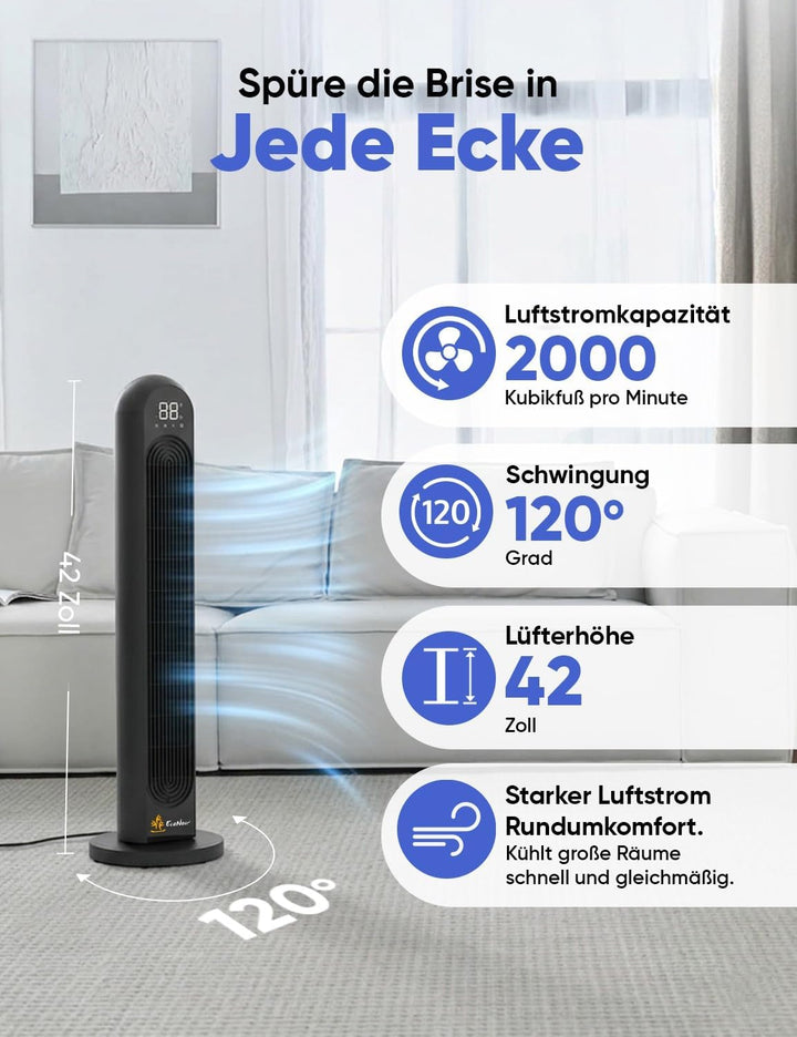 EcoNour TRIPOD blattloser Luftreiniger-Ventilator Merhfarbig, Schneeweiss
