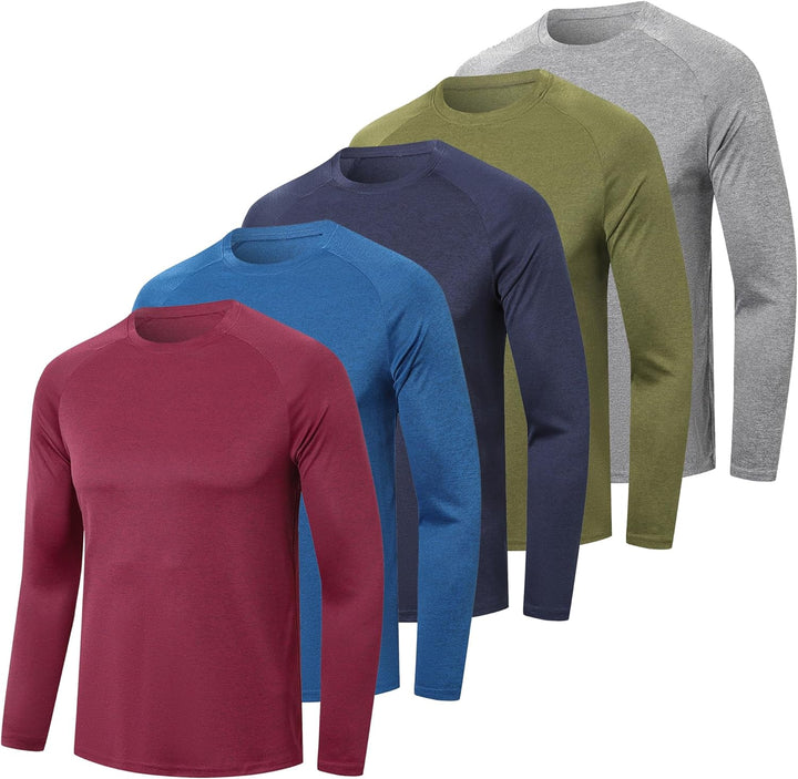 ZENGVEE 4 or 5er Pack Langarmshirts Herren Sport Tshirts Men Schnelltrocknend Kationisches fur Outdo