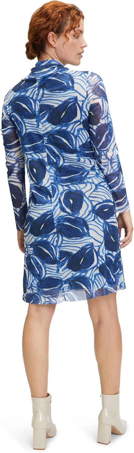 Cartoon Damen Casual-Kleid mit Stehkragen 38 Blau, 38 Blau