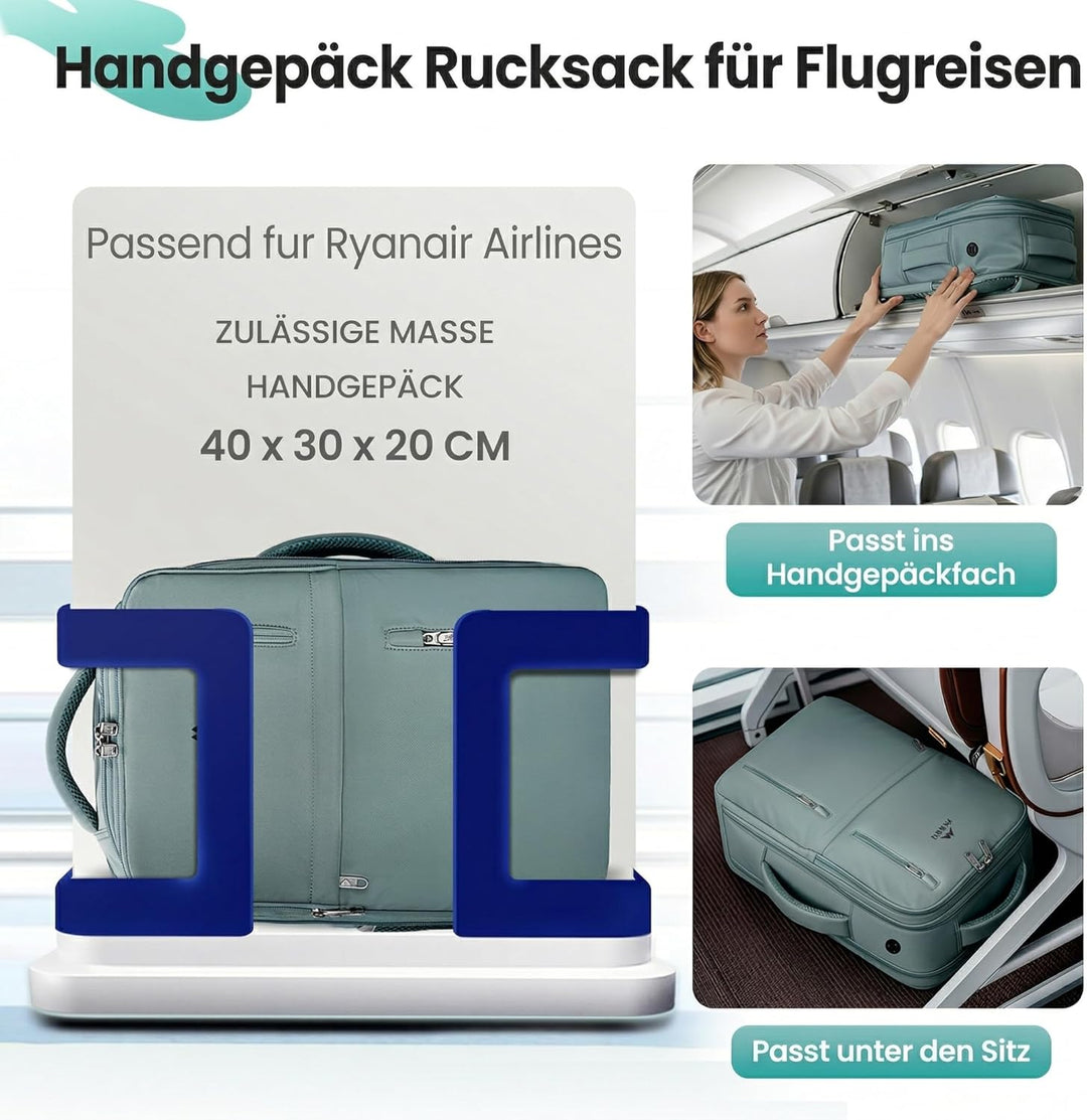 MATEIN Ryanair Handgepäck 40x30x20 mit Nassfach, 24L Rucksack Handgepäck Flugzeug Leicht, Ryanair Ru