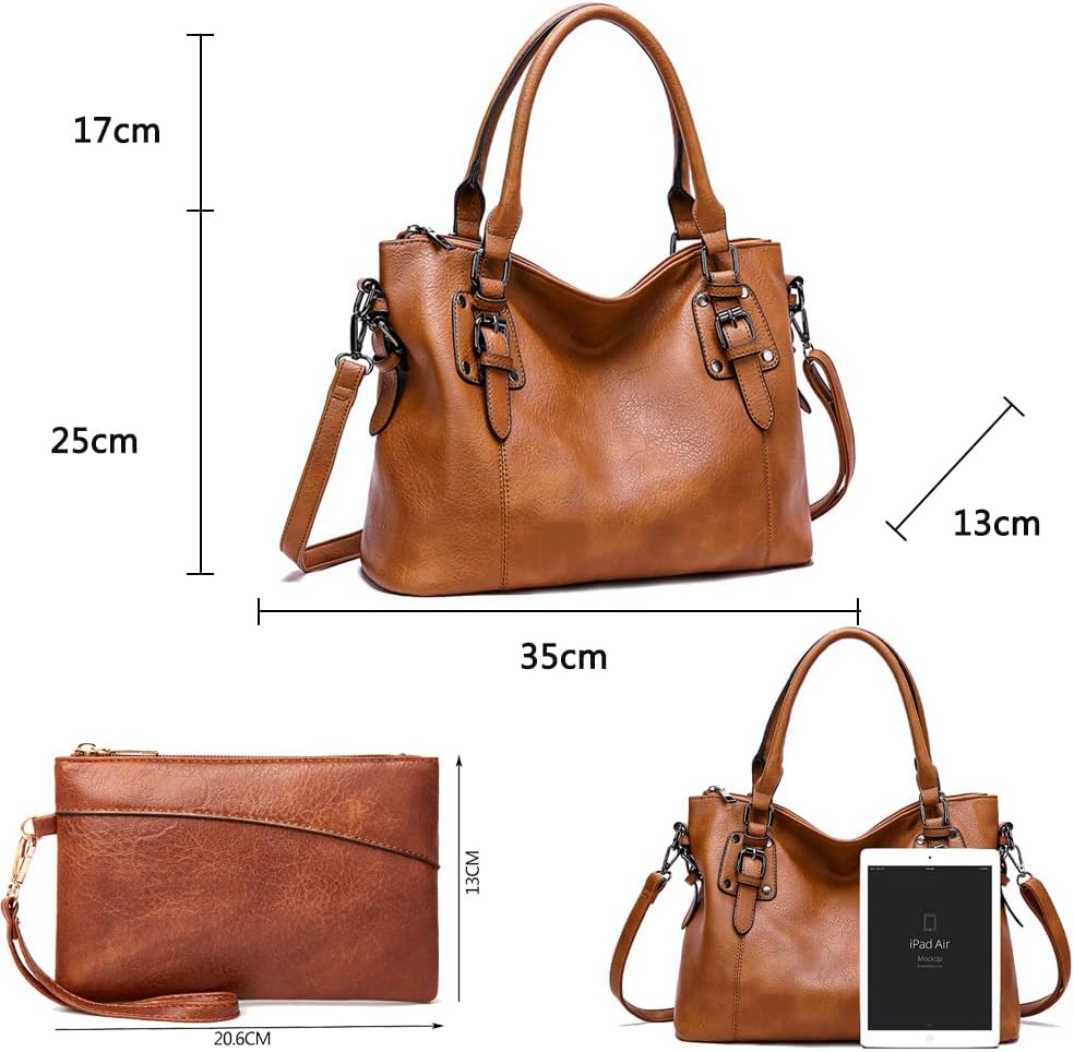 Coolives Damenhandtasche Set aus PU-Leder Damen Hobo Handtasche Tasche Vintage Schultertasche Hobo D