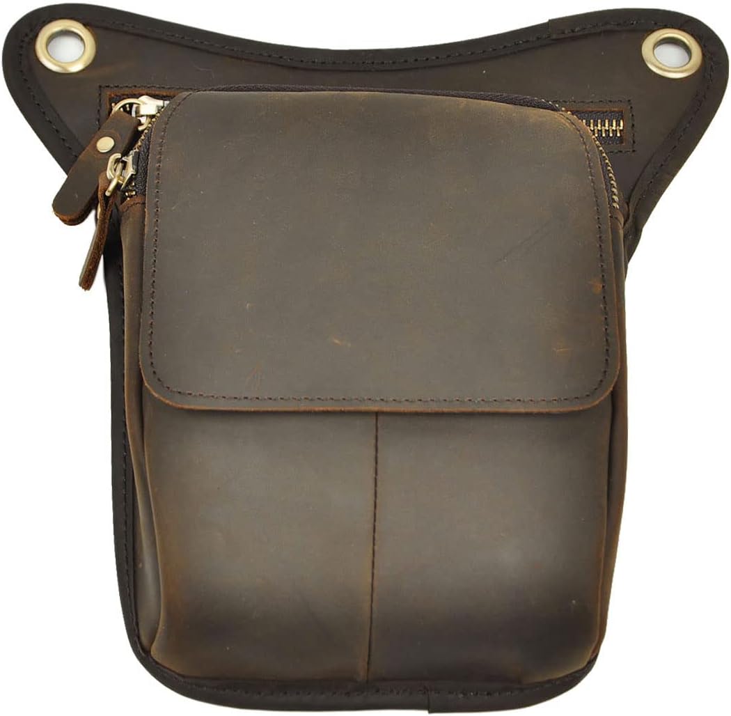Le'aokuu Herren Echtes Leder Tasche Beinbeutel Beintasche Aussenbeintasche Hüfttasche Drop Leg Thigh