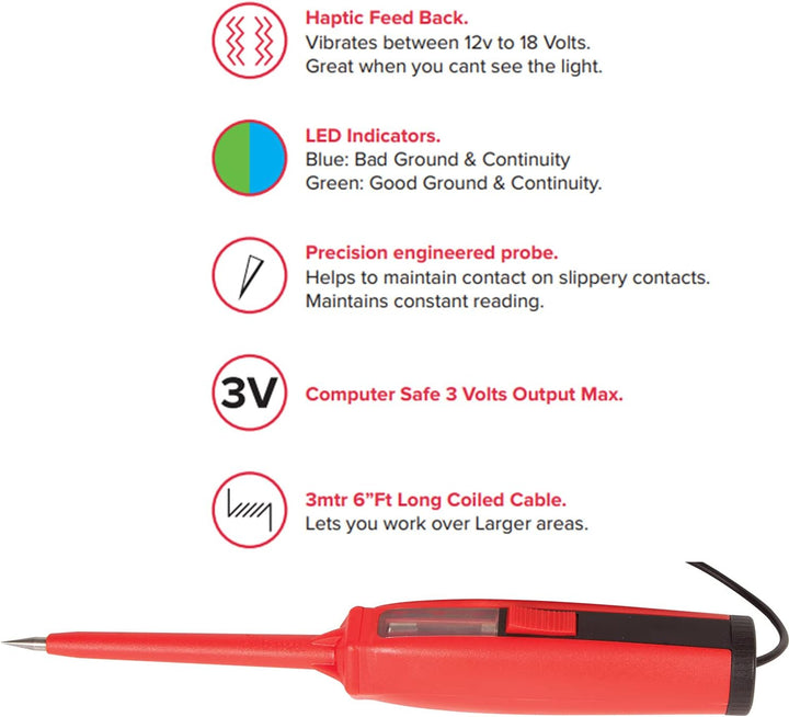 Power Probe PPTACT1CS Elektrische Prüfsonde Führt einen 12-Volt-Lichttest, eine Prüfung der schlecht