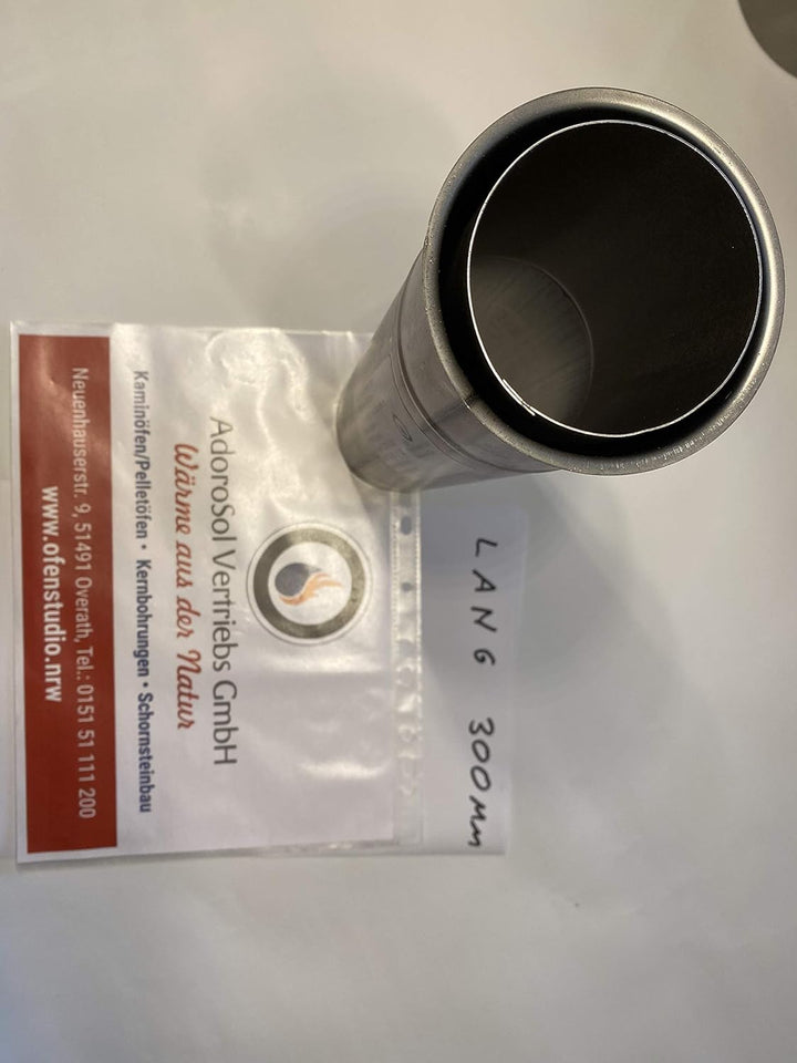 Wandfutter 80 Durchmesser 300 mm lang doppelwandig Rauchrohr Stahl unlackiert AdoroSol Vertriebs Gmb