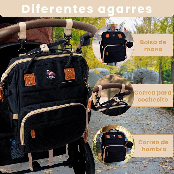 CAMIR Wickelrucksack, Rucksack für Kinderwagen, Wickeltasche, Mutterschaft, tragbar mit Haken für Ki