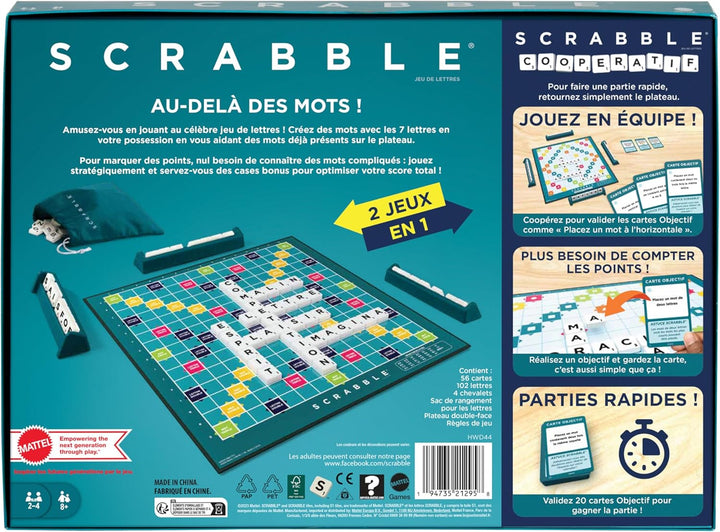 Mattel Games Scrabble Zwei in Eins, Version: Französisch, HWD44, Französisch