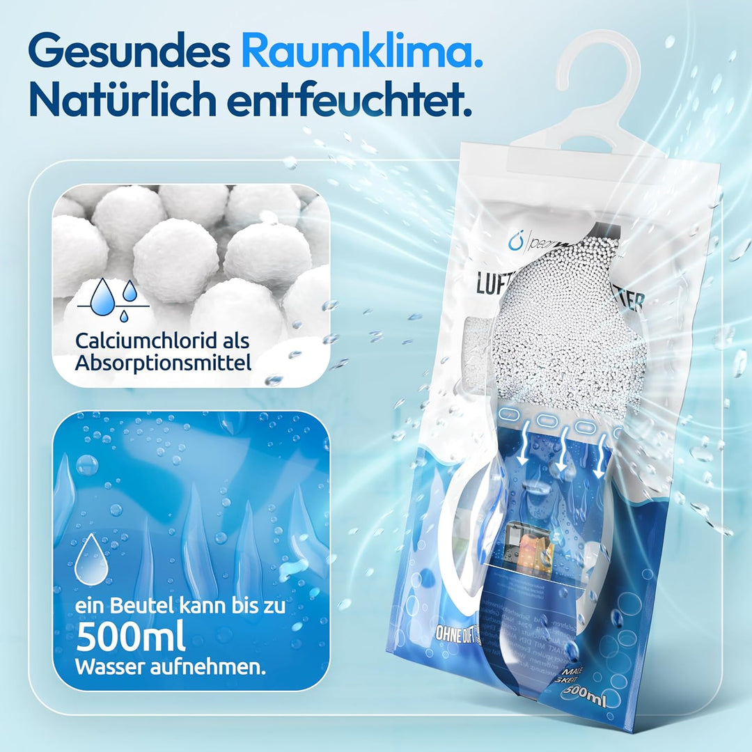PEARWAY 10x Schrank Entfeuchter 500ml ohne Duft I Feuchtigkeits Beutel I Entfeuchter Schrank I Moist