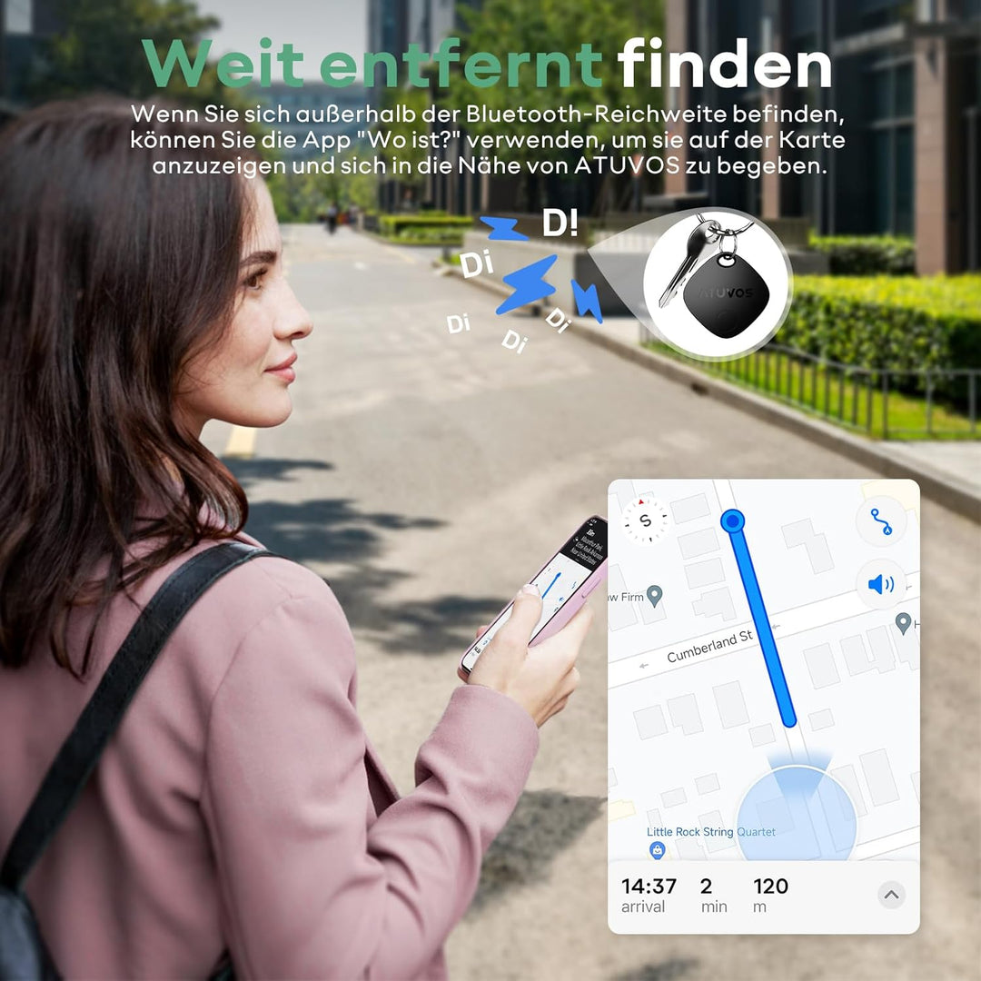ATUVOS Schlüsselfinder KeyFinder 2 Pack, Smart Tracker Tag Kompatibel mit Apple Wo ist? APP (iOS NUR