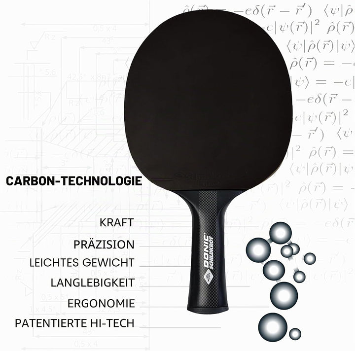 Donic-Schildkröt Carbon Tischtennisschläger CarboTec 3000, One-Piece Konstruktion, Schwarz