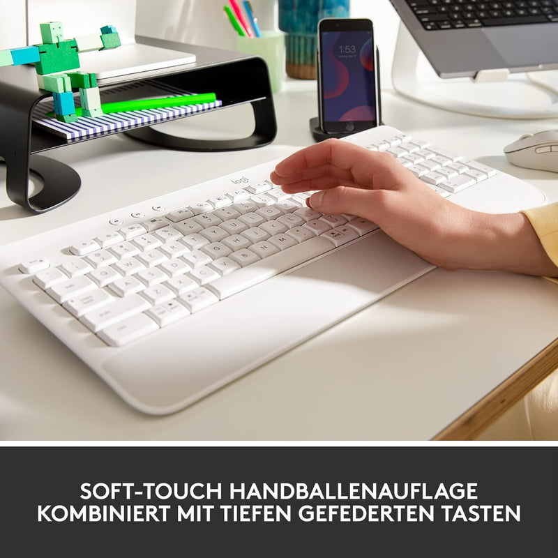 Logitech Signature K650 Comfort kabellose Tastatur mit Handballenauflage, BLE Bluetooth/Logi Bolt US