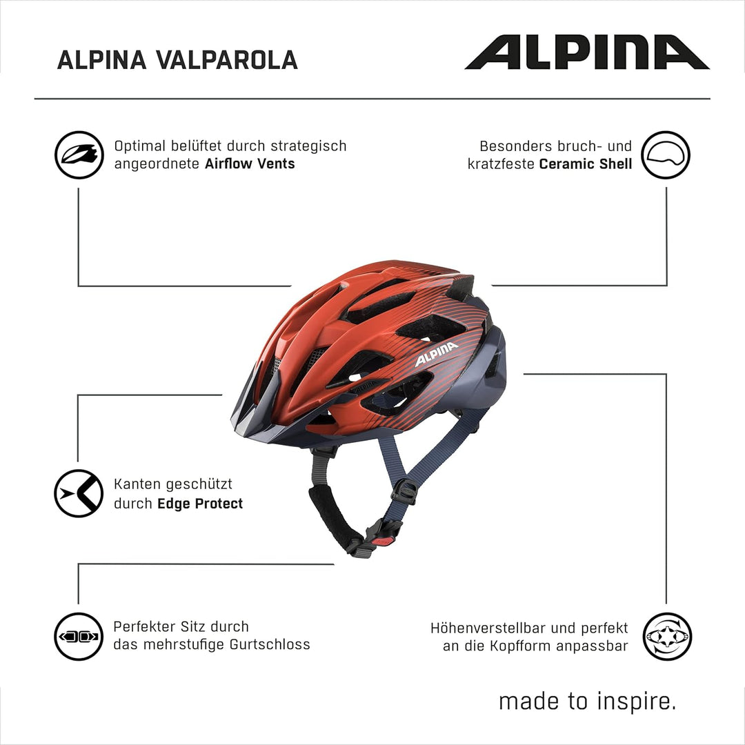 ALPINA VALPAROLA - Stossabsorbierender, Optimal Klimatisierter & Leichter Fahrradhelm Mit Antibakter