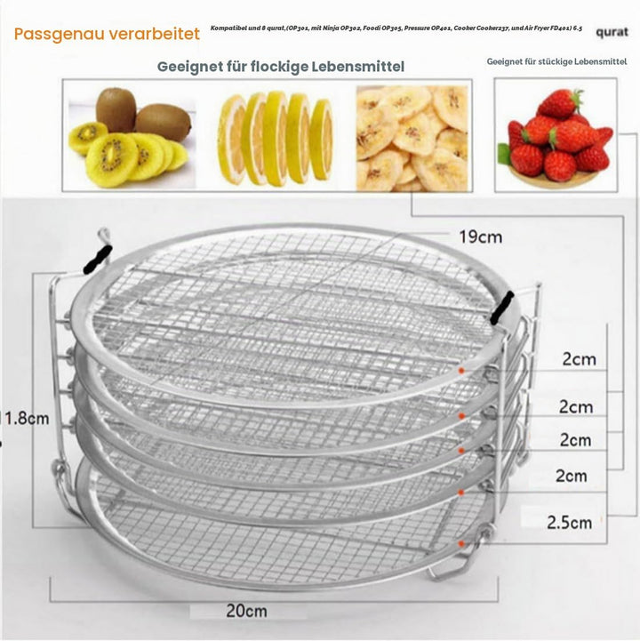 Dehydrator Rack Edelstahl Ständer Zubehör, Kompatibel mit Instant Pot, 5 stapelbare Schichten, Silbe