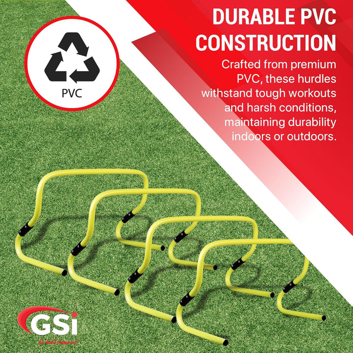 GSI Dual Height Agility Hürden Pack of 6 – Adjustable 6" & 12" Training Hürden für Sports, Fitness u