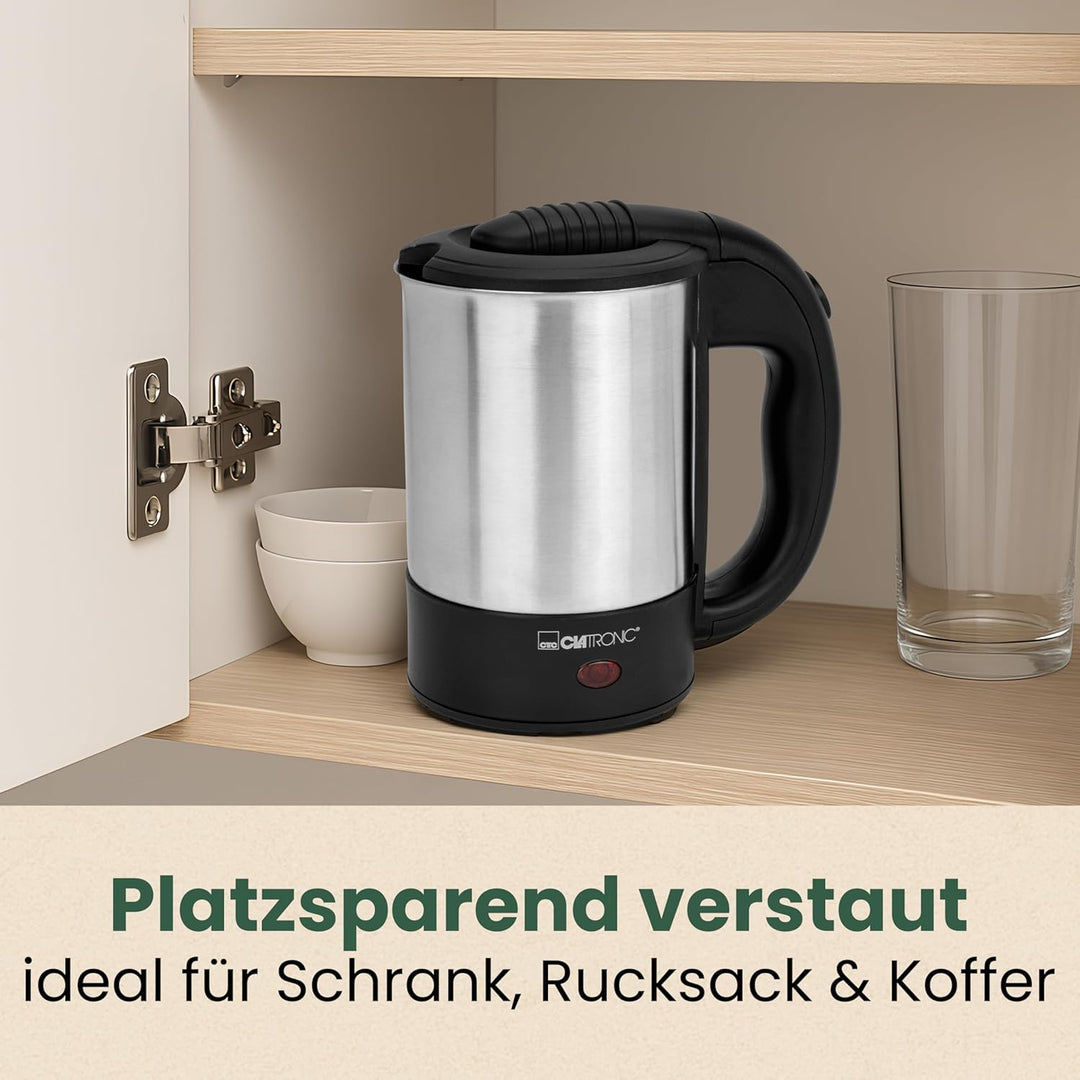 Clatronic® Wasserkocher mit 0,5L Füllmenge | Wasserkocher klein ideal für unterwegs | Reisewasserkoc