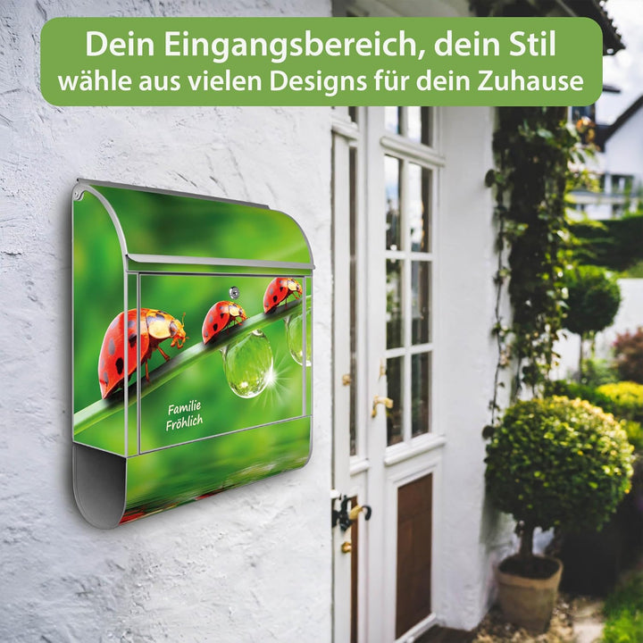 banjado® Design Briefkasten personalisiert Motiv Für Jeden Einen 39x47x14cm & 2 Schlüssel - Briefkas