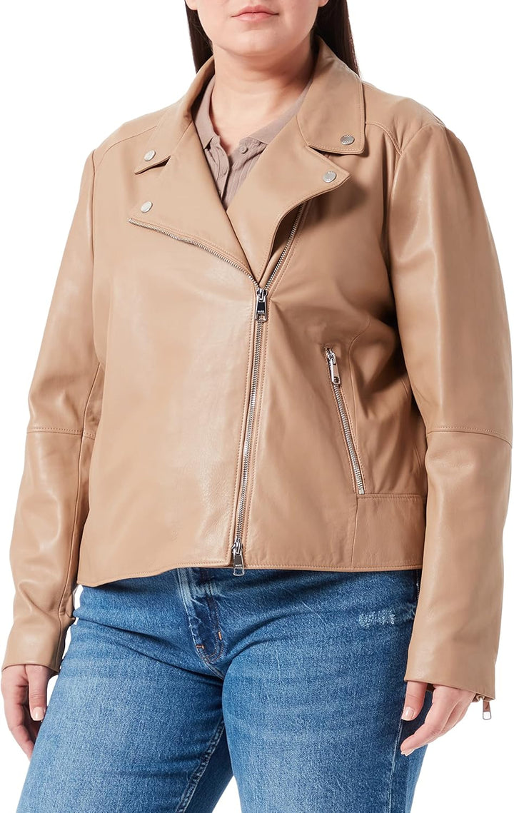 BOSS Damen Lederjacke 44 Medium Beige, 44 Medium Beige