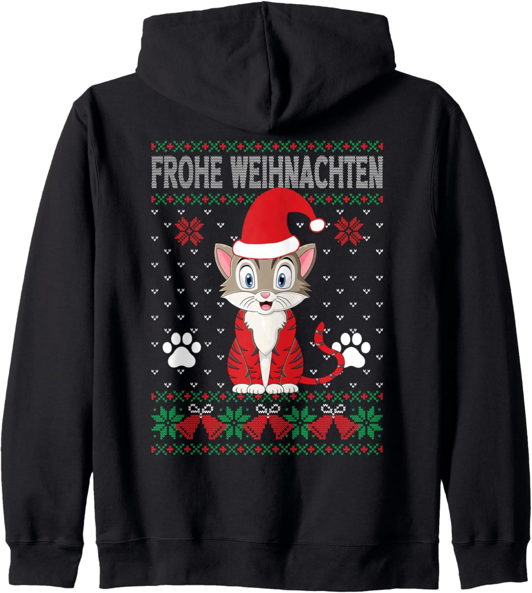 Frohe Weihnachten Katze Ugly Hässlicher Weihnachtspulli Kapuzenjacke