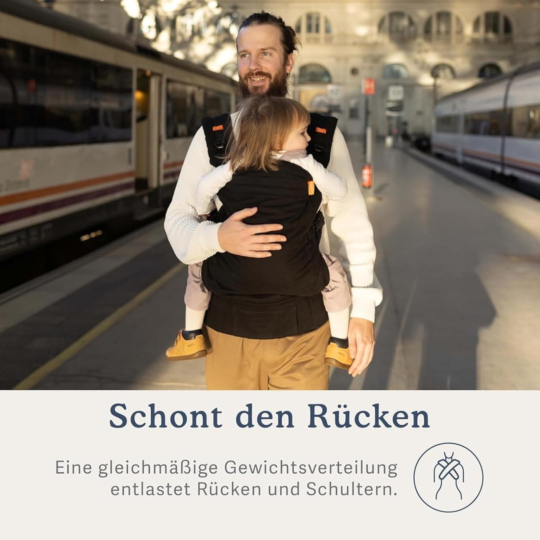 Beco Toddler Babytrage mit extra breitem Sitz - Kindertragerucksack aus 100% Baumwolle, 2 Trageposit