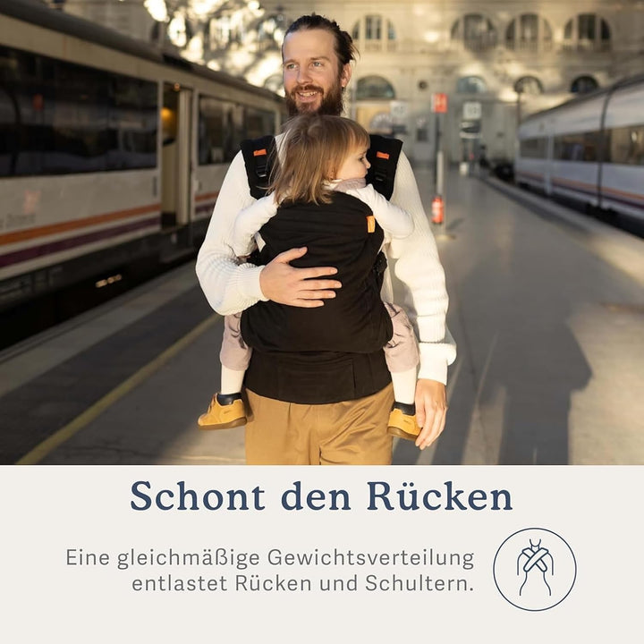 Beco Toddler Babytrage mit extra breitem Sitz - Kindertragerucksack aus 100% Baumwolle, 2 Trageposit