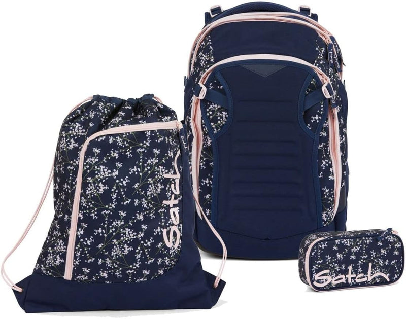 satch Match Schulrucksack Set 3tlg. inkl. Schlamperbox u. Sportbeutel Bloomy Breeze, Bloomy Breeze