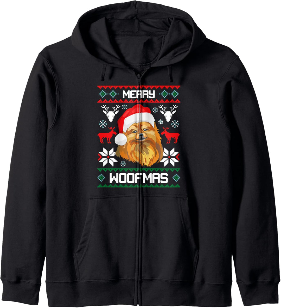 Zwergspitz Merry Woofmas Weihnachten Hund Xmas Pomeranian Kapuzenjacke