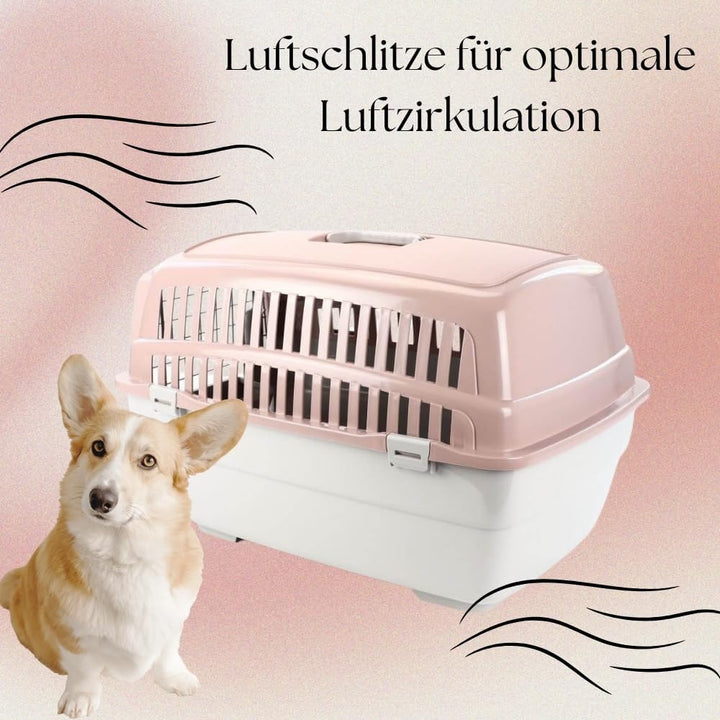 2er Set Transportbox IATA Flugbox Flugzeug Hundebox Hunde Transportbox Hund für 2 Tiertransportbox H