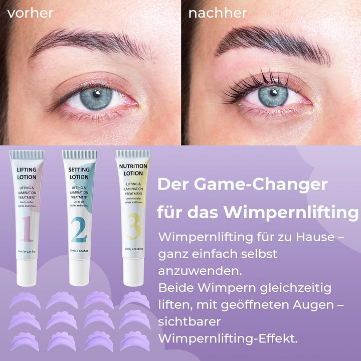 PERMANIA Wimpernlifting Set, Anfängerfreundliches Lash Lifting Set mit offenen Augen Silikonpads, 15