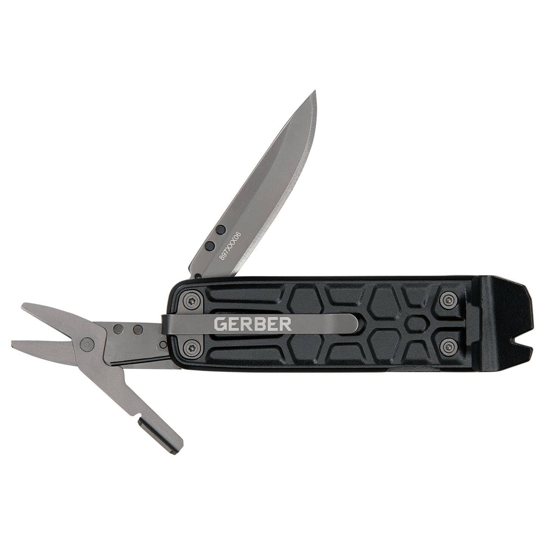 Gerber Multi-Tool mit 7 Funktionen, Messer mit glatter Klinge und Gürtelclip, Lockdown Slim Pry, Gus