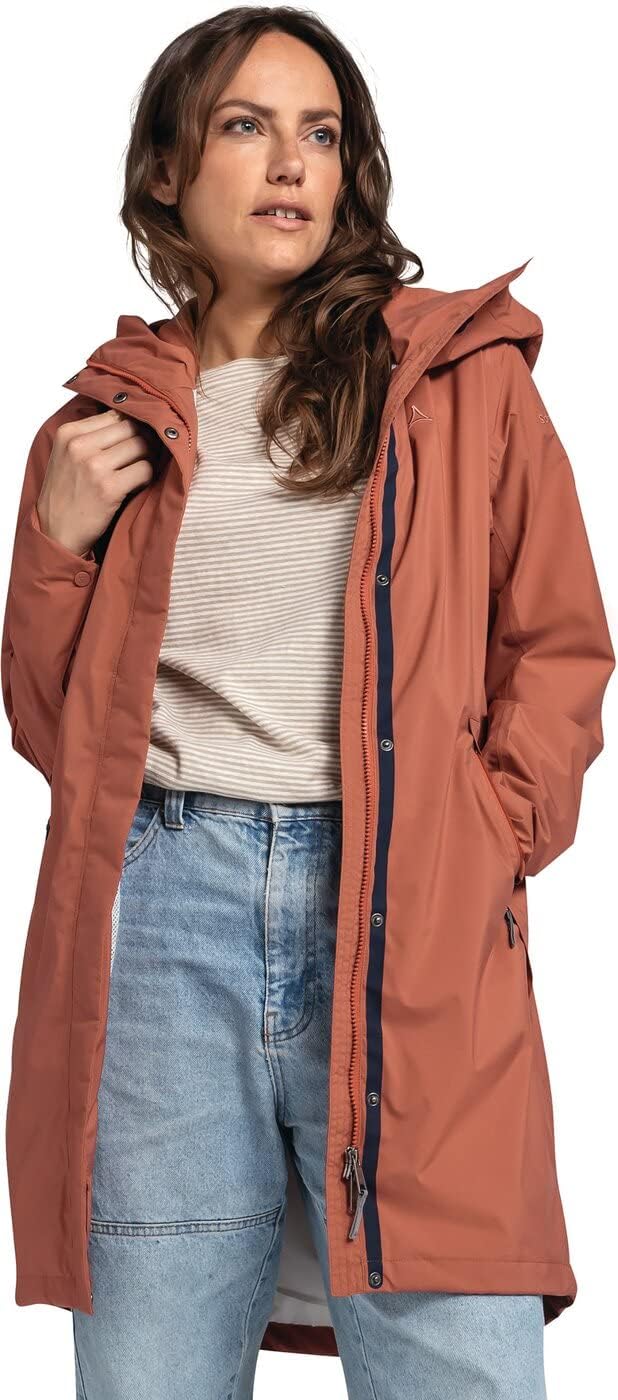 Schöffel Damen Parka Sardegna L, wind- und wasserdichte Regenjacke für Frauen mit praktischen Tasche