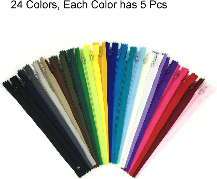 DOITEM Reissverschluss, 24 Farben Nylon Reissverschlüsse, 20cm lang, 2.5cm breit für Kleidung Tasche