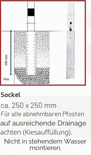 Absperrpfosten 2-er Set, herausnehmbar per Dreikantverschluss, zum Einbetonieren, aus Stahlrohr Ø 60