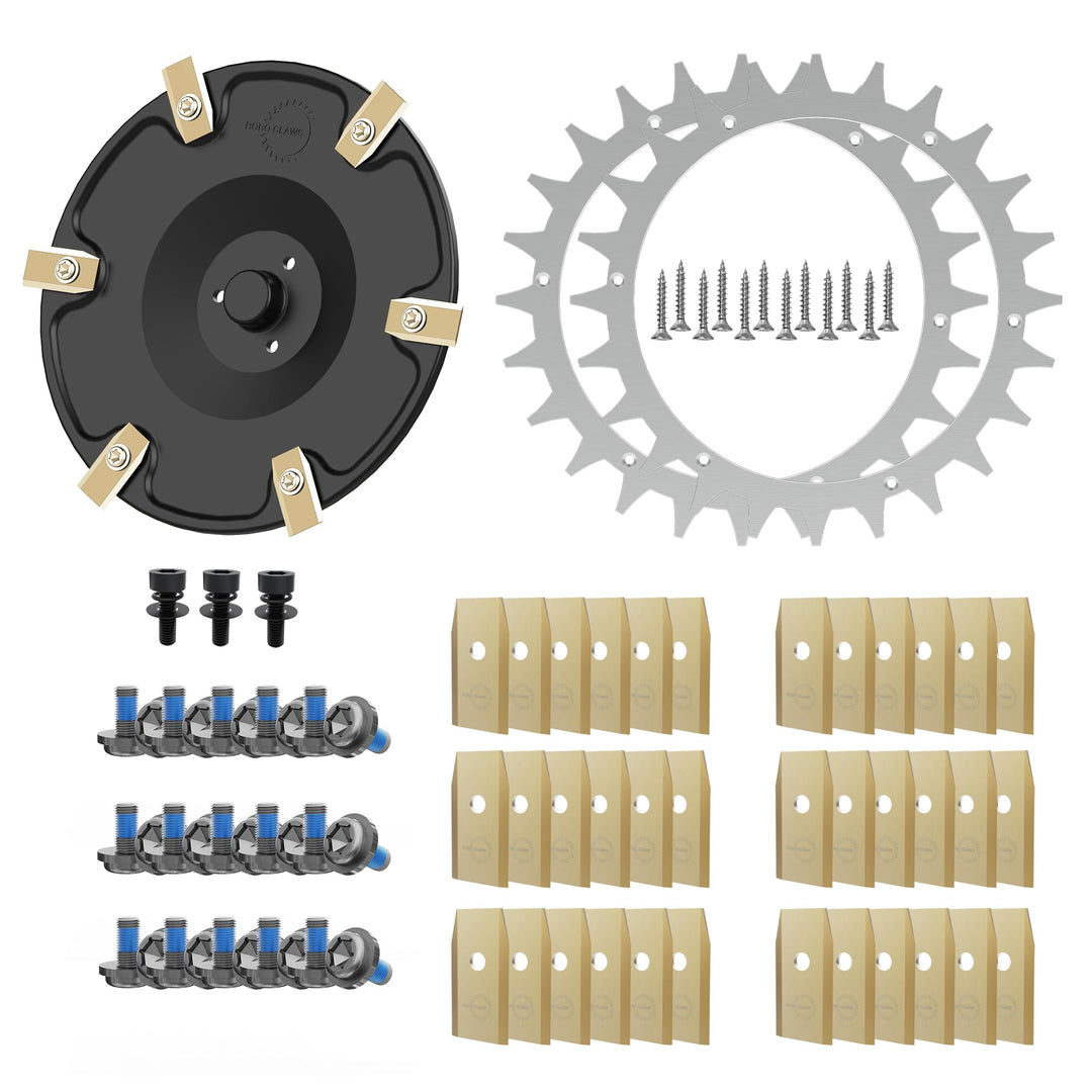 Bundle für Navimow i Serie – Edelstahl Spikes ⌀255 mm 3 mm + 33 Titan Ersatzklingen + Messerteller i