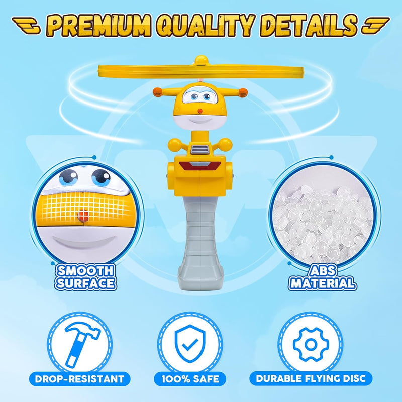 Super Wings Fliegendes Spielzeug Golden Boy für Kinder, Draussen Spass Flying Disc Launcher Spielzeu