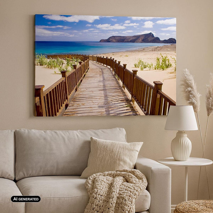 ARTTOR Bilder auf Leinwand Ozean Strand Sand Ufer Leinwandbild 70x50cm Wandbilder Dekoration Wohnzim