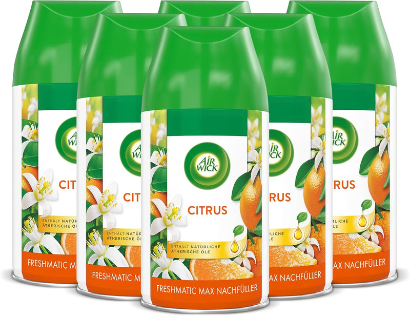 Air Wick Freshmatic Max Raumspray – Nachfüller für den Air Wick Freshmatic Max – Duft: Citrus – 6 x