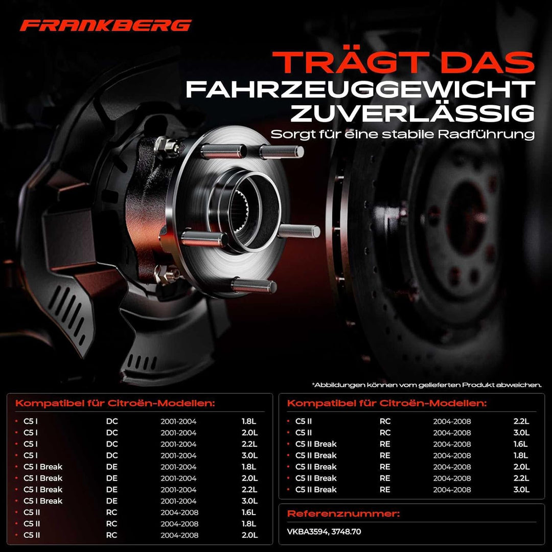 Frankberg 2x Radnabe Radlagersatz Hinterachse Beidseitig für C5 I DC C5 I Break DE C5 II RC C5 II Br