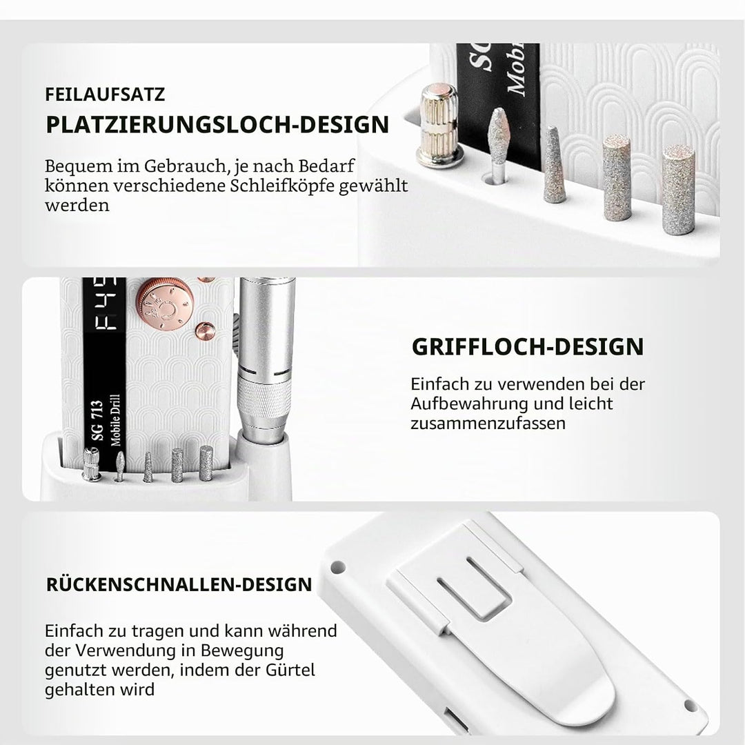 Elektrischer Nagelfräser Professionell, 45000 U/min,Tragbare Nagelfeile für Acrylnägel Gelnägel, mit