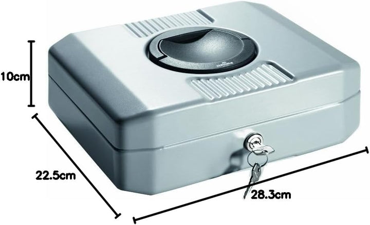 Durable Geldkassette Euroboxx S, mit 2 Schlüsseln, inkl. Zählbrett und Geldscheinfächern, silbergrau